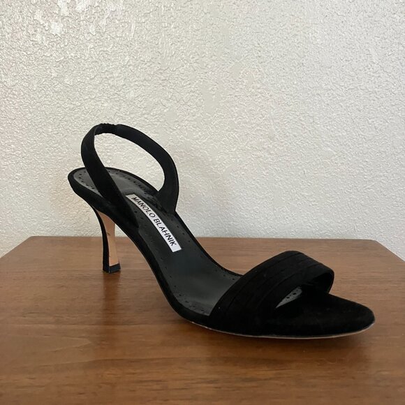 Manolo Blahnik Black, Strappy Heels, Sling Back, Open Toe, EU 39 US 8 - Picture 4 of 7